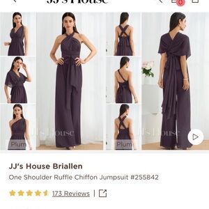 Plum One Shoulder Ruffle Chiffon Jumpsuit